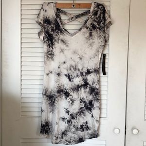 Strappy Back Black Tie Dye Dress